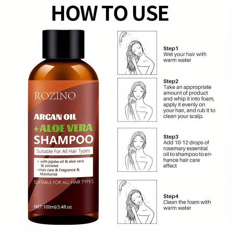 ROZINO Argan Oil & Aloe Vera Shampoo 3.38oz