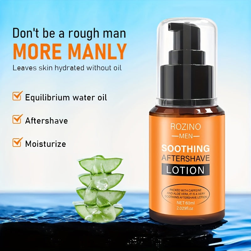 ROZINO Men's Soothing After Shave Lotion: 2.03oz - Caffeine, Aloe Vera, and Shea Butter