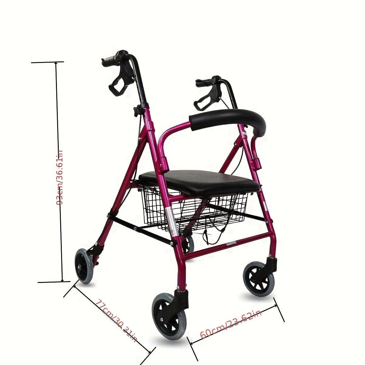 Country-Style Adult Rolling Walker with Seat, Aluminum Frame, Elderly Assistance, Walking Aid