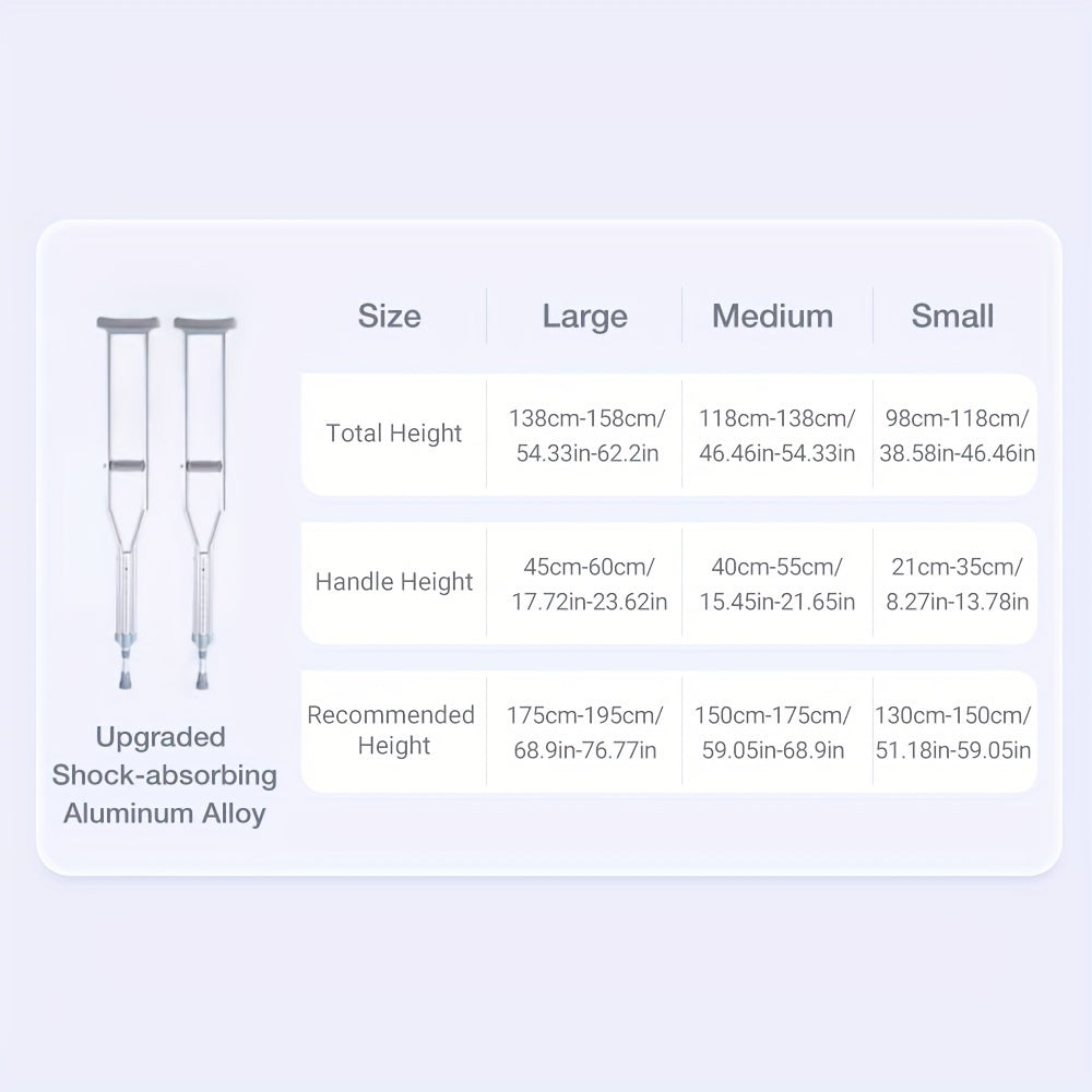 Cofoe Adjustable Aluminum Alloy Crutches, 1pc