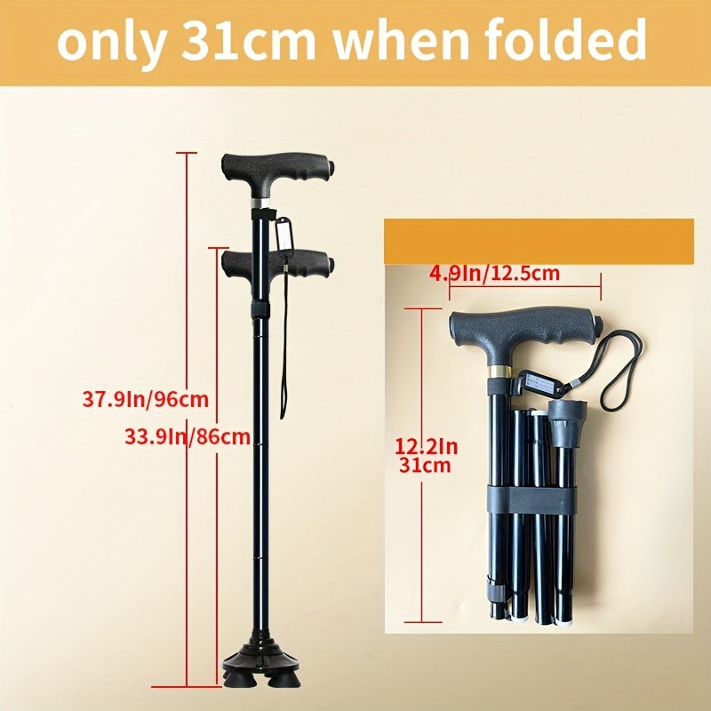 All-Terrain LED Walking Cane: Secure, Foldable & Adjustable