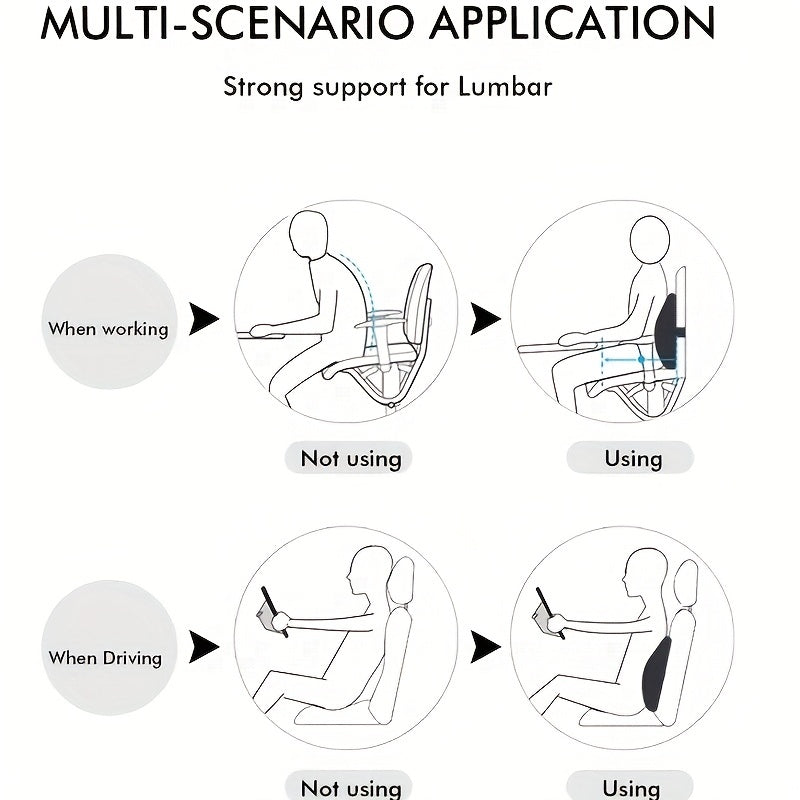 1pc Memory Foam Lumbar Support Pillow Back Cushion