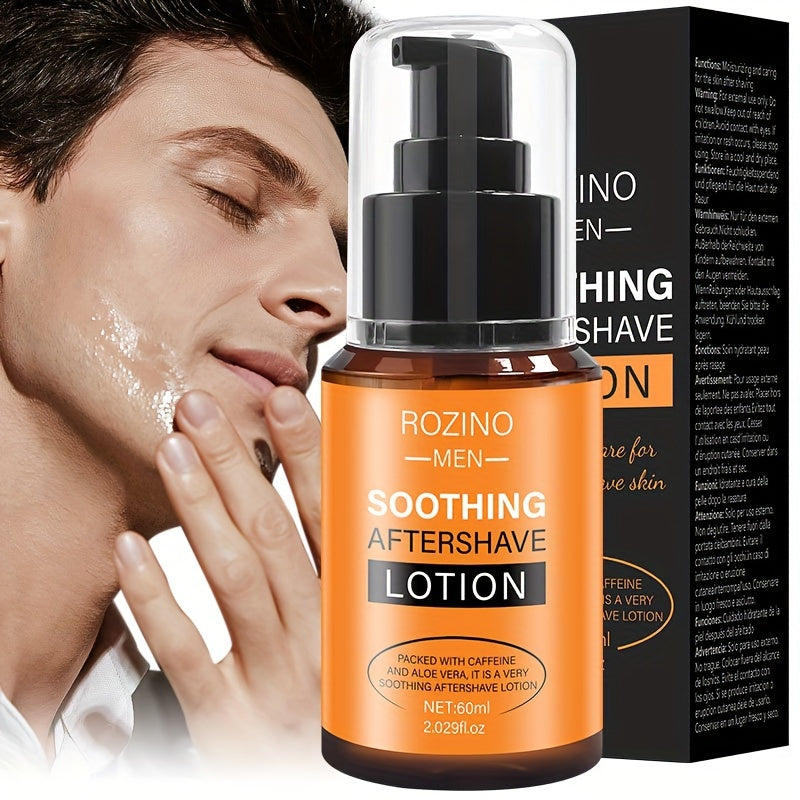 ROZINO Men's Soothing After Shave Lotion: 2.03oz - Caffeine, Aloe Vera, and Shea Butter
