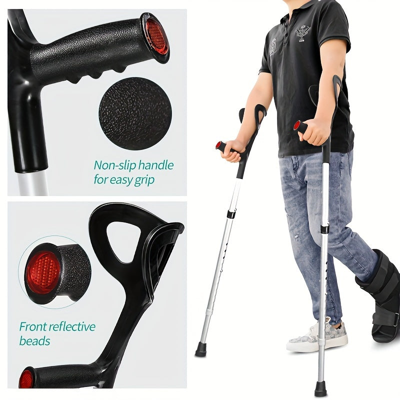 1/2pcs Adjustable Height Telescopic Aluminum Alloy Arm Crutches
