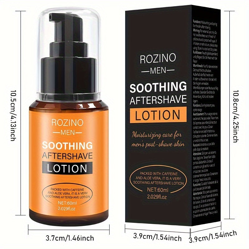 ROZINO Men's Soothing After Shave Lotion: 2.03oz - Caffeine, Aloe Vera, and Shea Butter