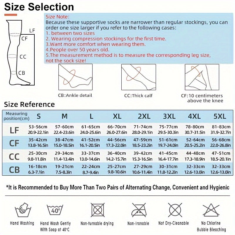 1 Pair Thigh High Compression Stockings