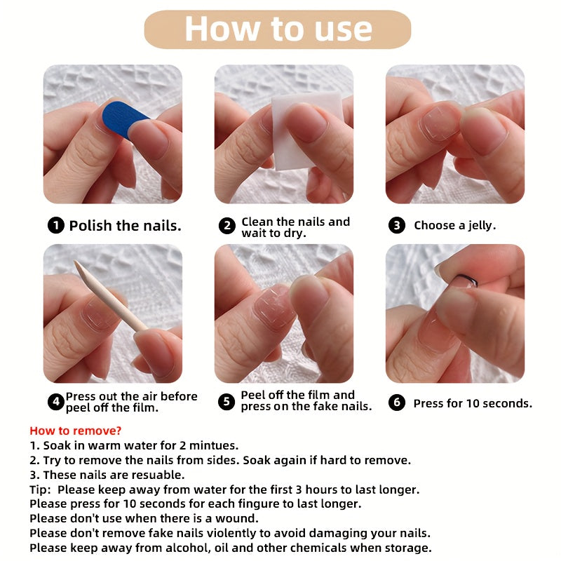 10 Pcs Handmade Press-On Nails