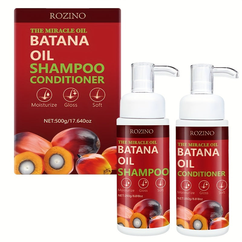 ROZINO Batana Hair Care Kit - 500g Deep Cleaning Shampoo & Moisturizing Conditioner