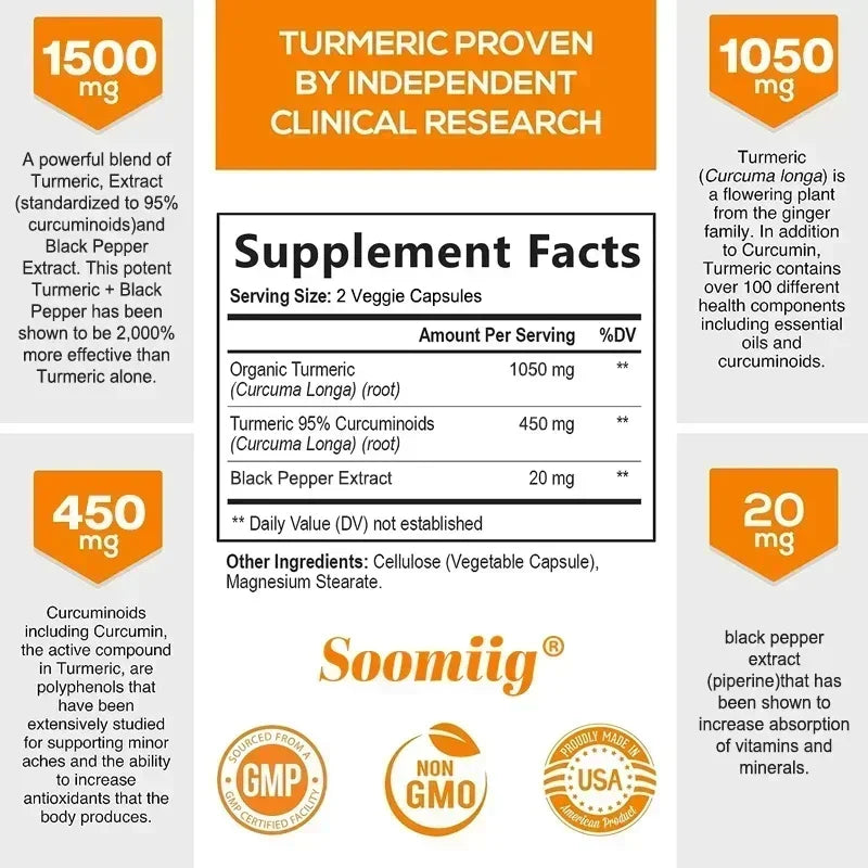 Organic Turmeric with Black Pepper, Ginger and Active Curcumin
