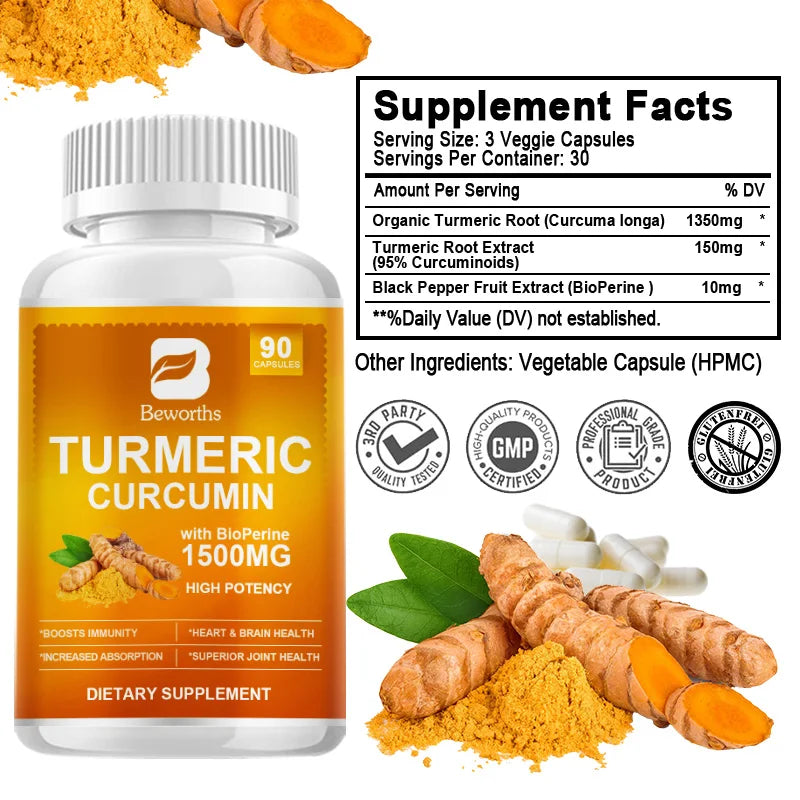 Organic Turmeric Curcumin Supplement 90 capsules