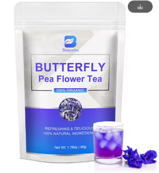 BW 200g Herbal Natural Butterfly Pea Flower For Food, Iced Tea, Cooler, Cocktails, Mocktails Holistic Detox Dried Pea Flowers