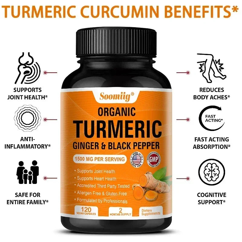 Organic Turmeric with Black Pepper, Ginger and Active Curcumin