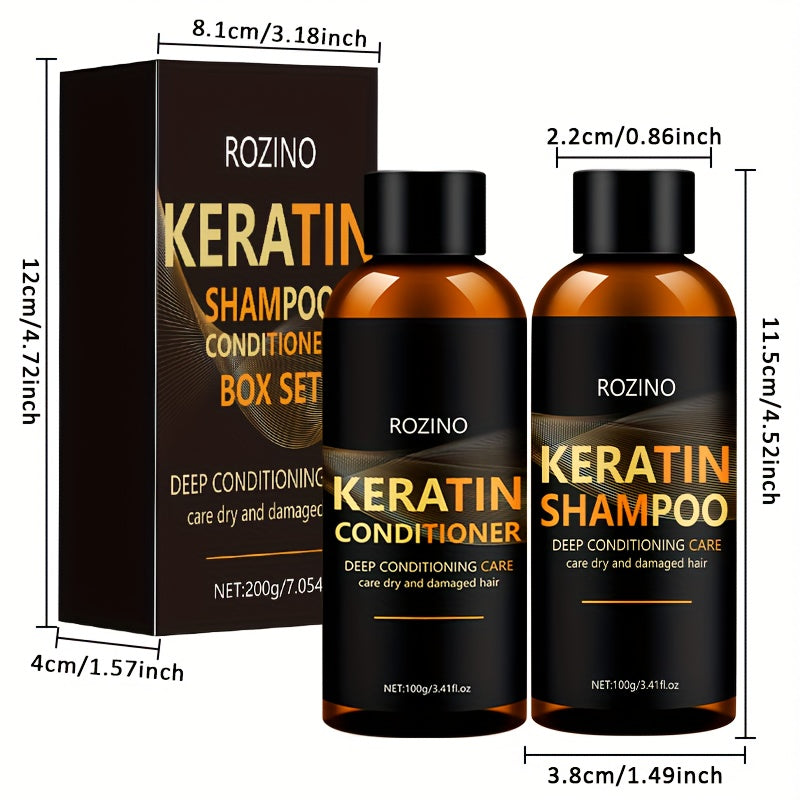 ROZINO Keratin Shampoo and Conditioner Set, 2pcs