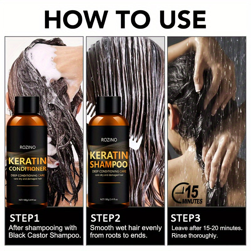 ROZINO Keratin Shampoo and Conditioner Set, 2pcs
