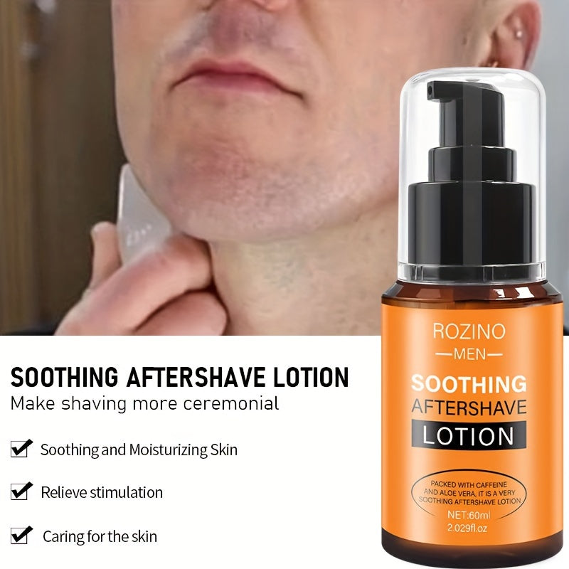 ROZINO Men's Soothing After Shave Lotion: 2.03oz - Caffeine, Aloe Vera, and Shea Butter