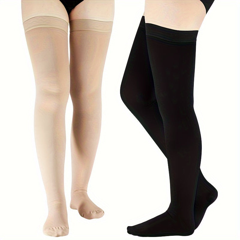 1 Pair Thigh High Compression Stockings