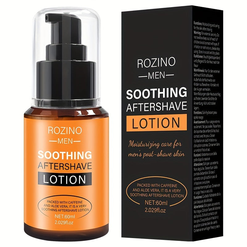 ROZINO Men's Soothing After Shave Lotion: 2.03oz - Caffeine, Aloe Vera, and Shea Butter