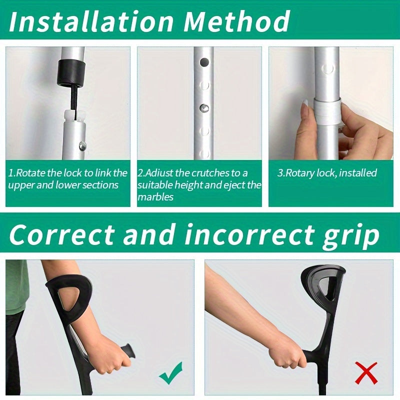1/2pcs Adjustable Height Telescopic Aluminum Alloy Arm Crutches
