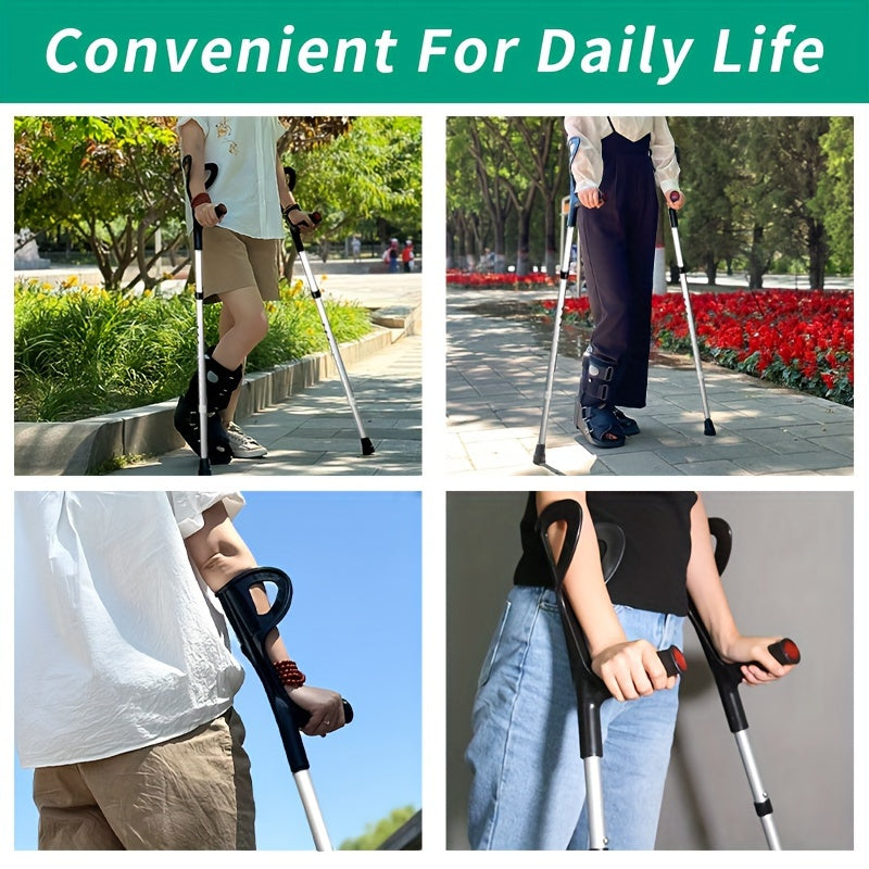 1/2pcs Adjustable Height Telescopic Aluminum Alloy Arm Crutches
