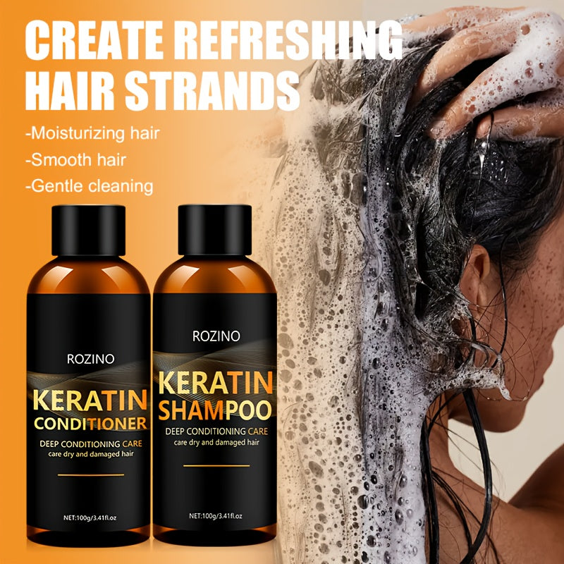 ROZINO Keratin Shampoo and Conditioner Set, 2pcs