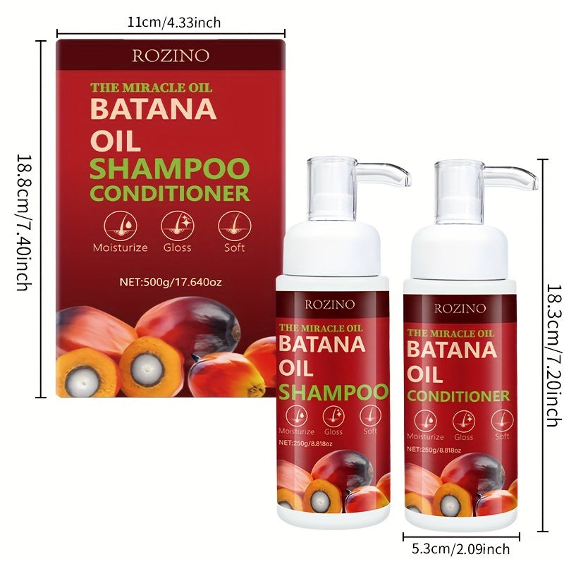 ROZINO Batana Hair Care Kit - 500g Deep Cleaning Shampoo & Moisturizing Conditioner