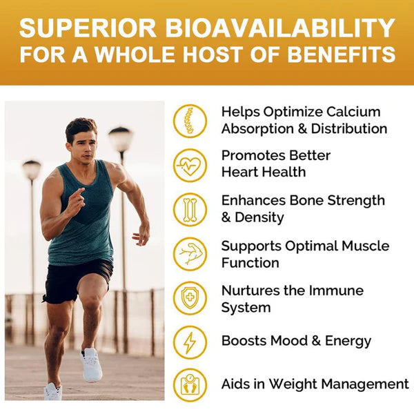 Calcium 1000 IU + Vitamin D3, K2, & B12 Supplement