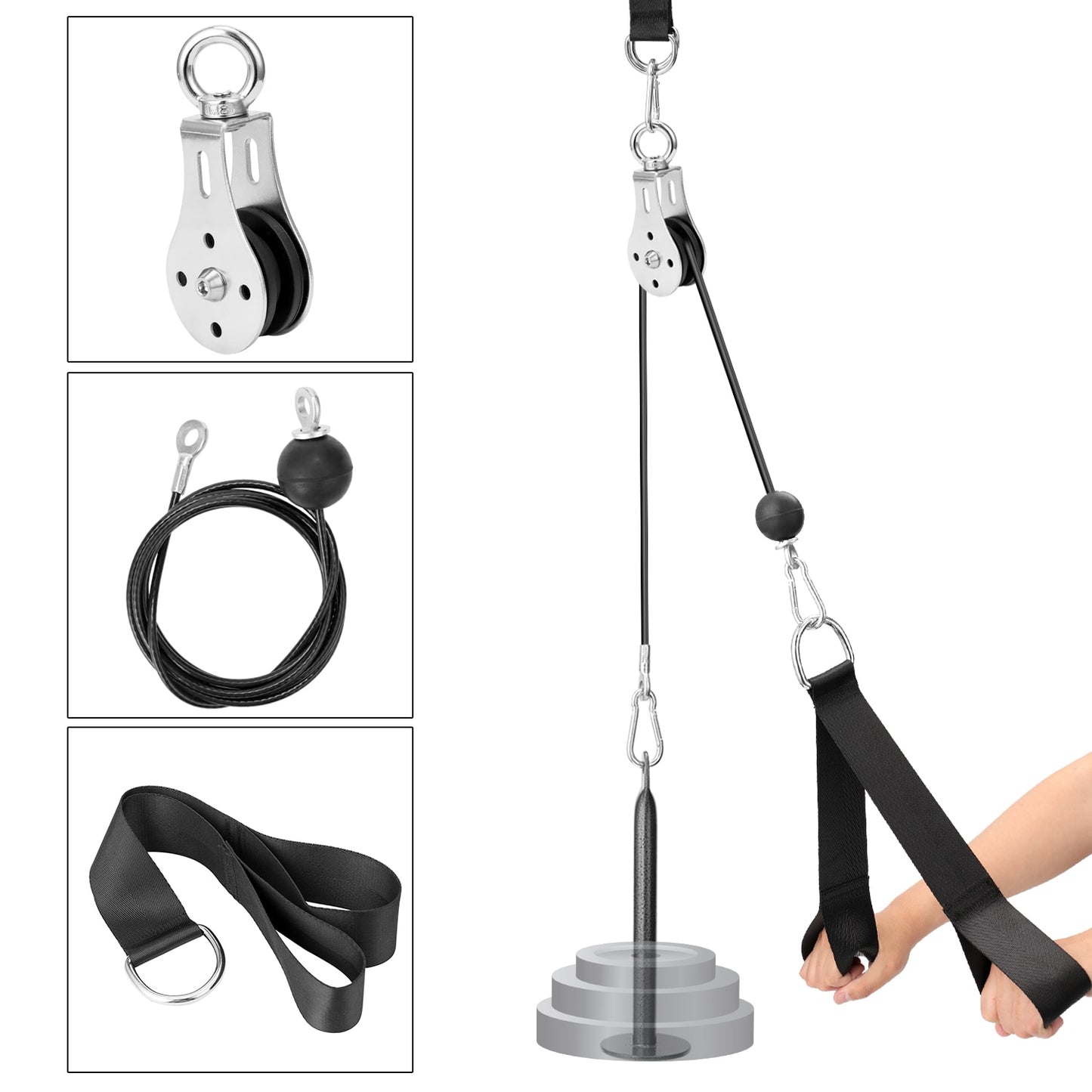 Fitness DIY Gym Pulley Cable Machine Attachment System