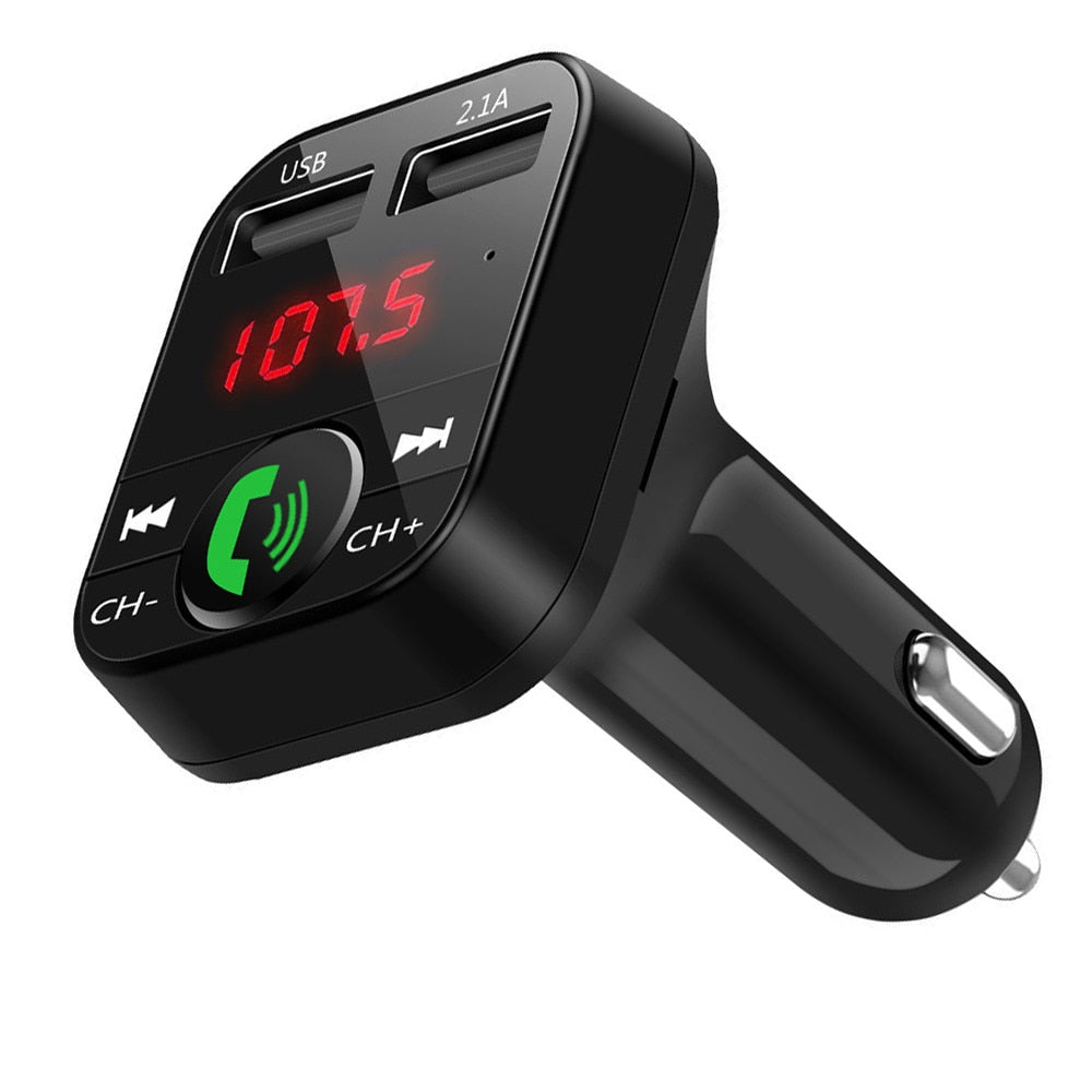 KDsafe Bluetooth Wireless Car kit Handfree LCD FM Transmitter Dual USB Car Charger