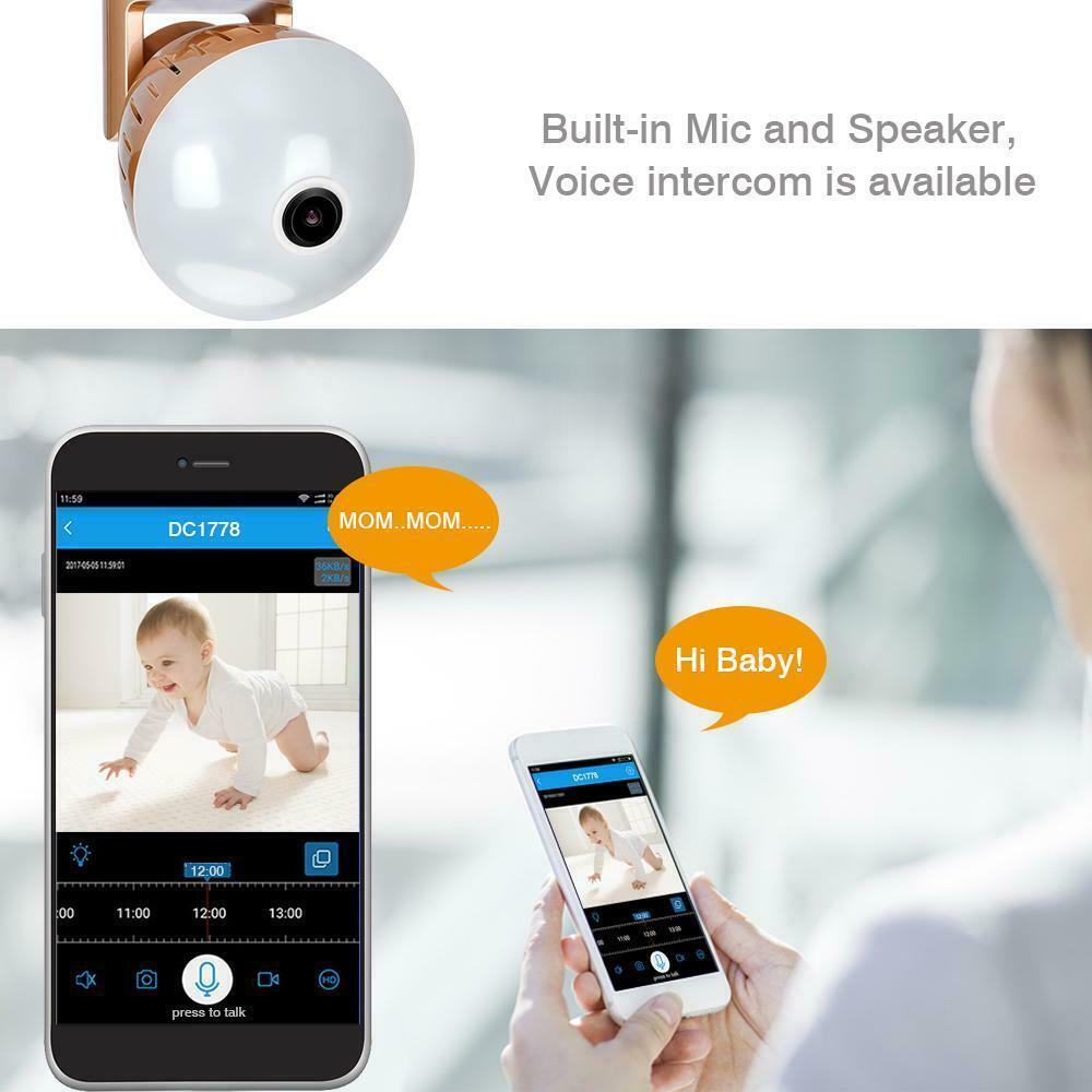Camera Bulb Lamp light Wireless 2MP HD 360 Degrees Panoramic