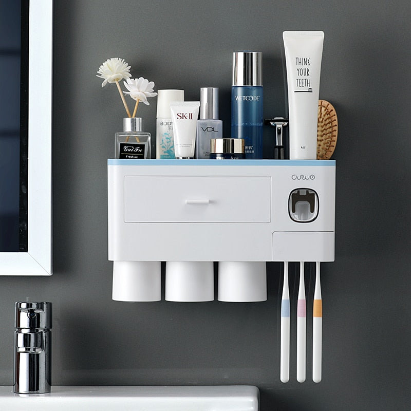 Bathroom Accessories organizer Set Toothbrush Holder Automatic Toothpaste Dispenser