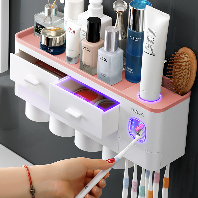 Bathroom Accessories organizer Set Toothbrush Holder Automatic Toothpaste Dispenser