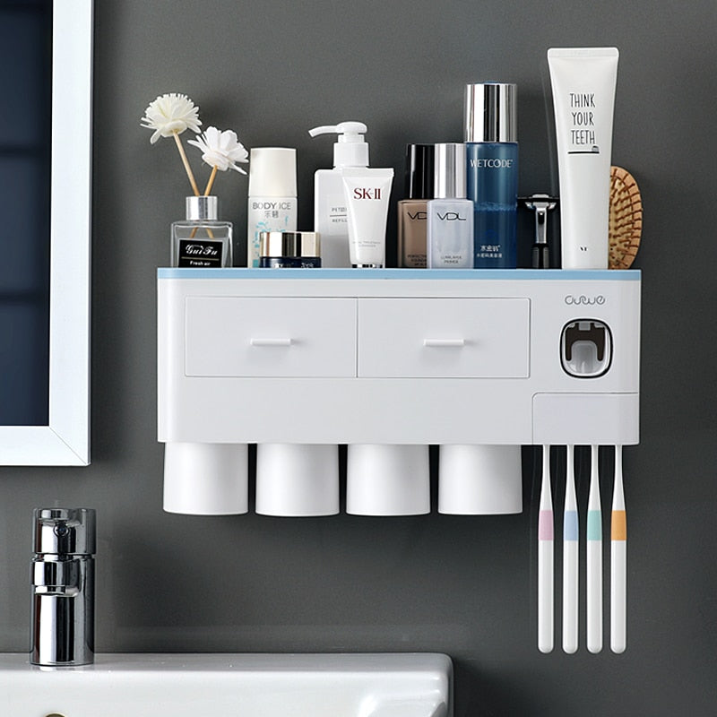 Bathroom Accessories organizer Set Toothbrush Holder Automatic Toothpaste Dispenser