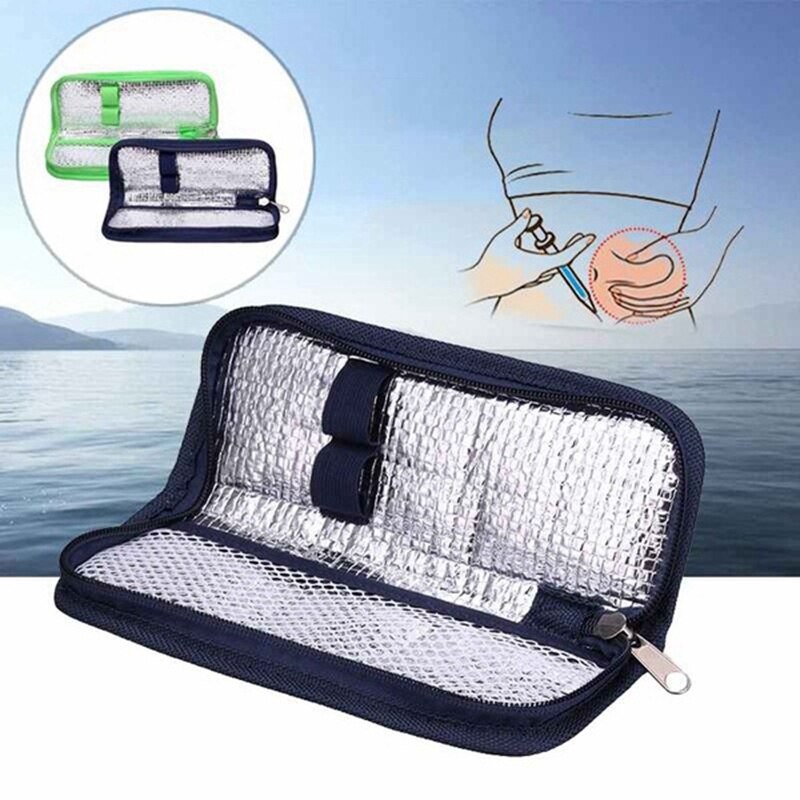 Insulin Cooler Travel Case Diabetic Medication Organizer Cooler Bag Navy Blue