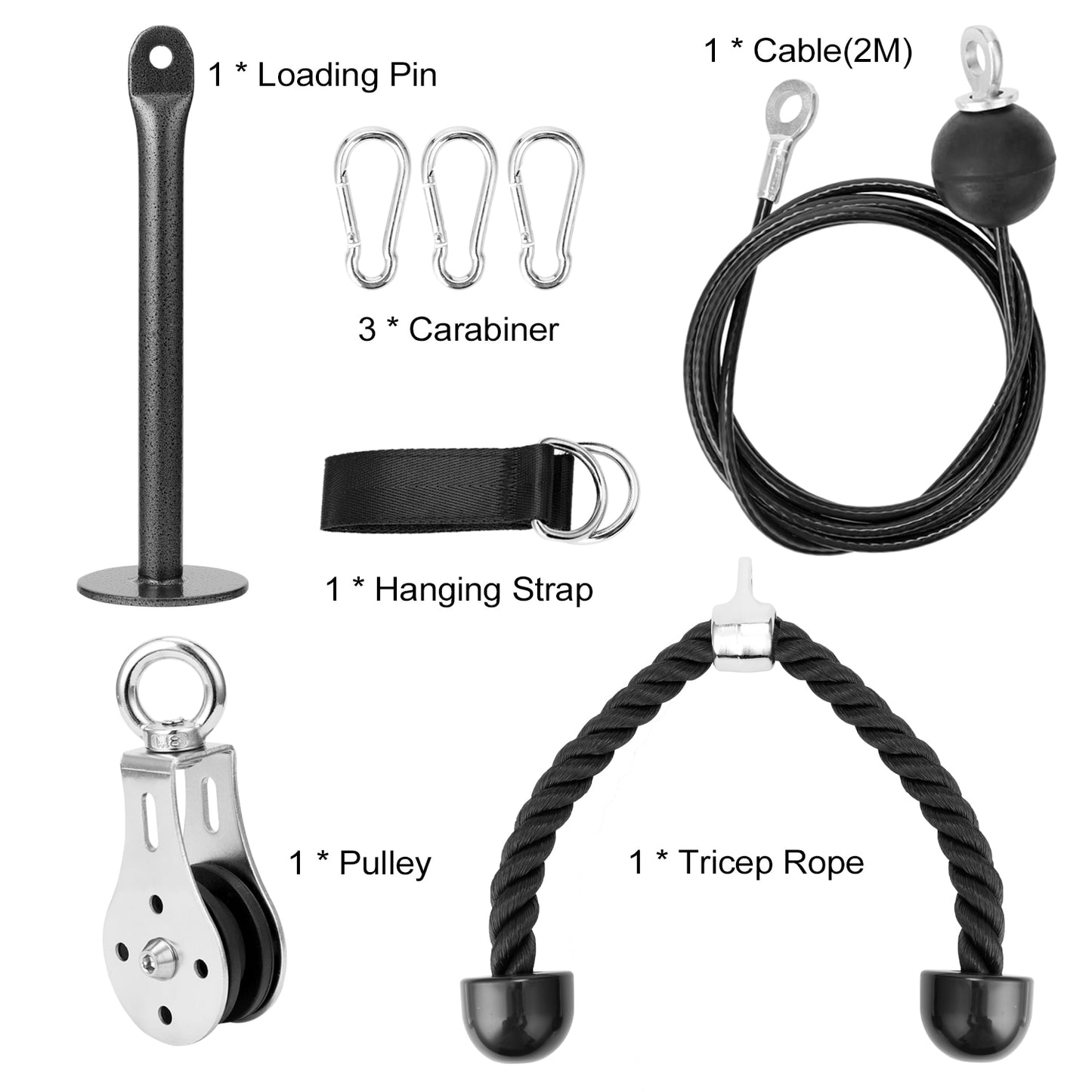 Fitness DIY Gym Pulley Cable Machine Attachment System