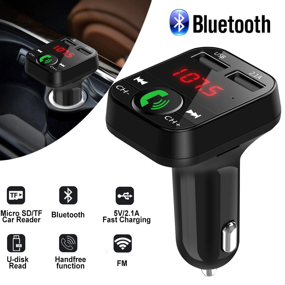 KDsafe Bluetooth Wireless Car kit Handfree LCD FM Transmitter Dual USB Car Charger