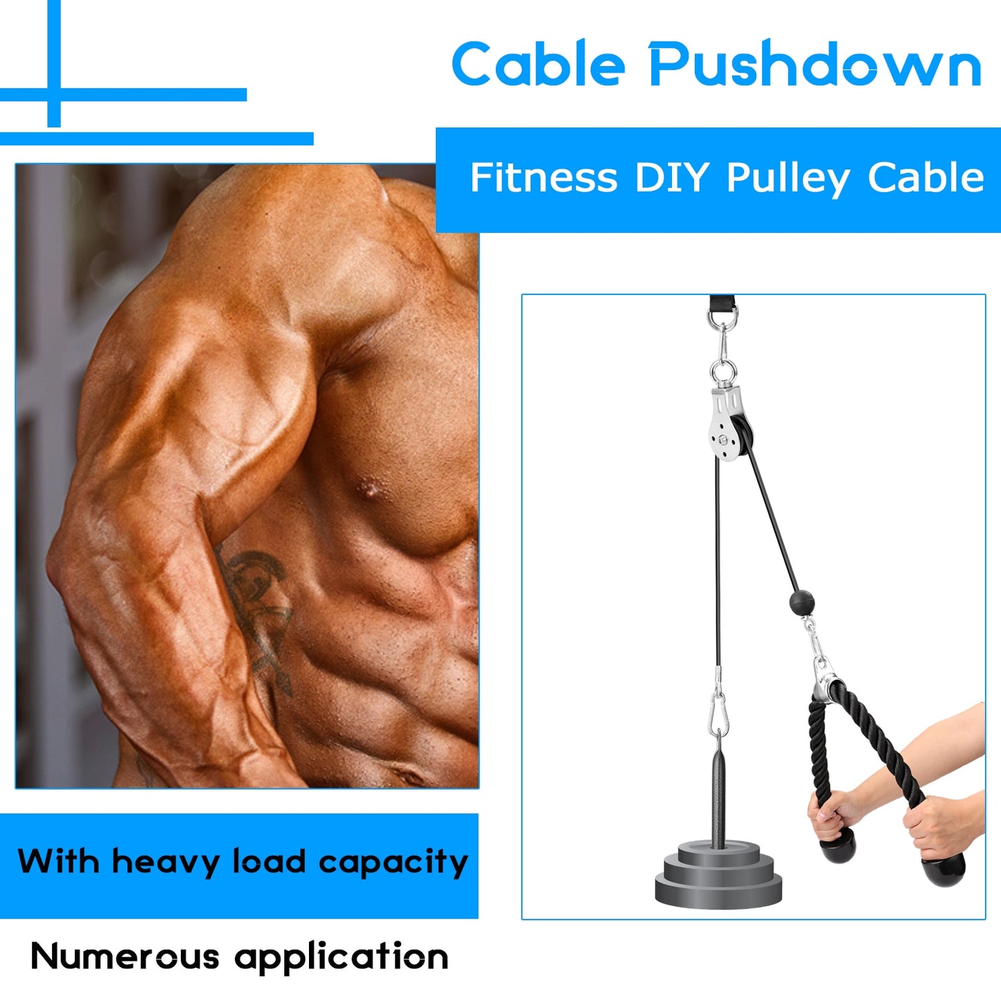 Fitness DIY Gym Pulley Cable Machine Attachment System