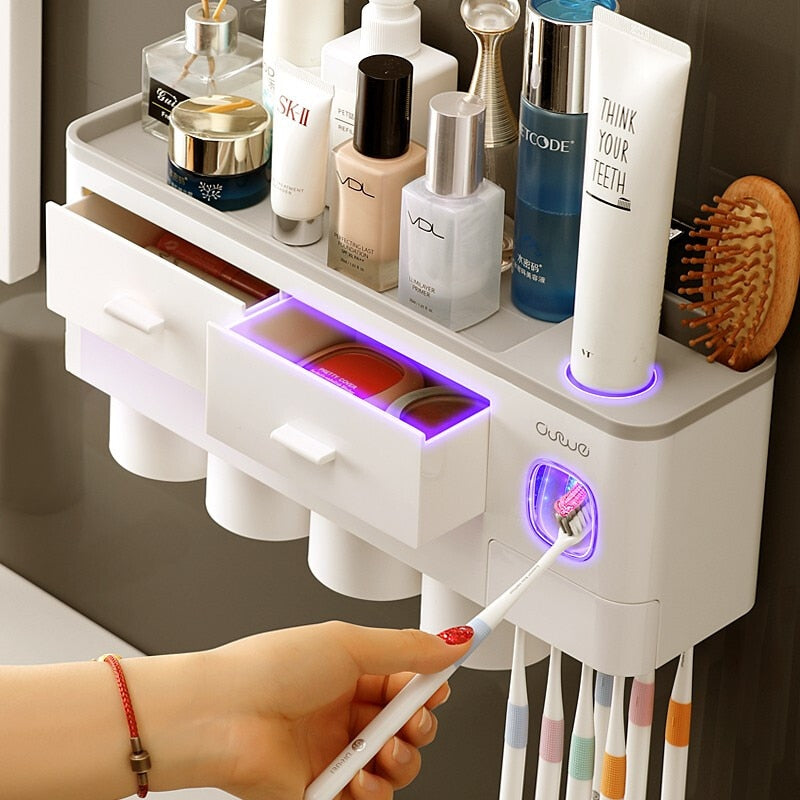 Bathroom Accessories organizer Set Toothbrush Holder Automatic Toothpaste Dispenser