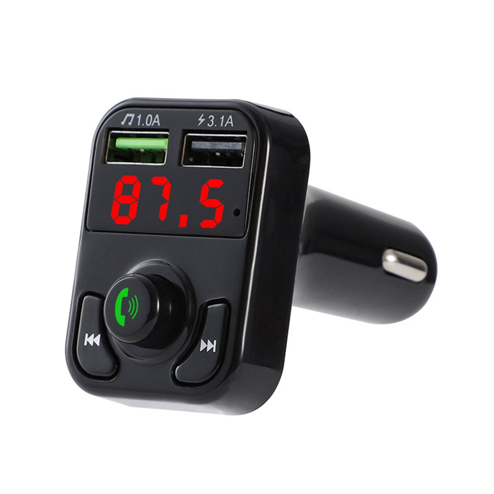 KDsafe Bluetooth Wireless Car kit Handfree LCD FM Transmitter Dual USB Car Charger