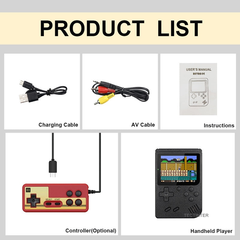 Retro Portable Mini Handheld Game Console 500mAh Battery 3.0 Inch Color LCD Kids Color Game Player Built-in 400 Games