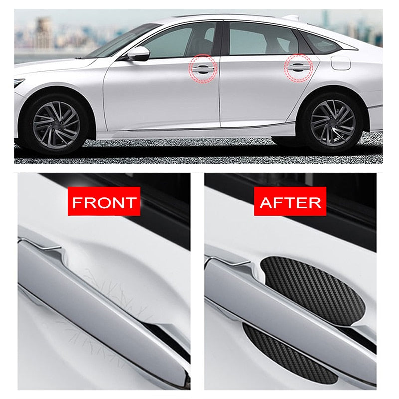 6Color 4Pcs Car Door Sticker Carbon Fiber Scratches Resistant