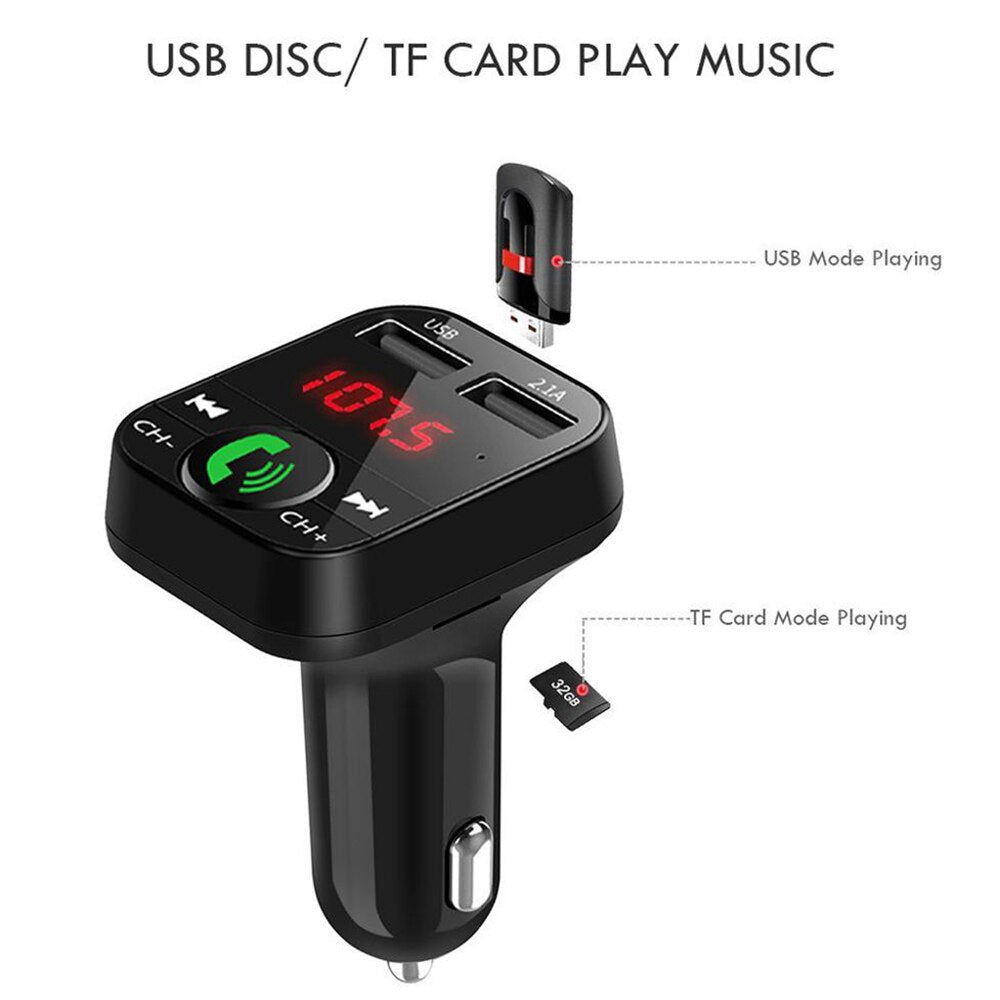 KDsafe Bluetooth Wireless Car kit Handfree LCD FM Transmitter Dual USB Car Charger