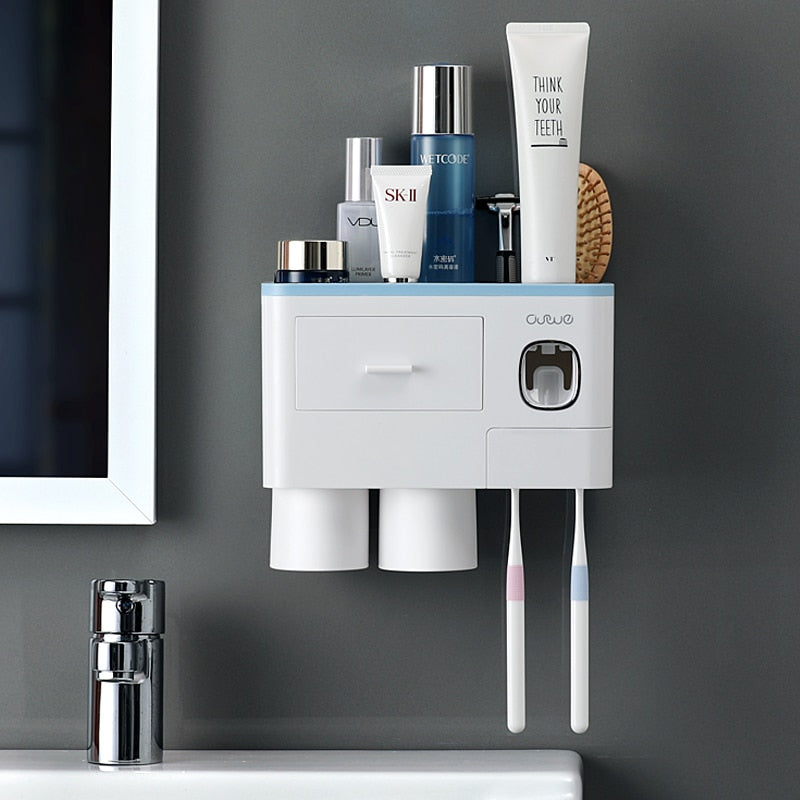 Bathroom Accessories organizer Set Toothbrush Holder Automatic Toothpaste Dispenser