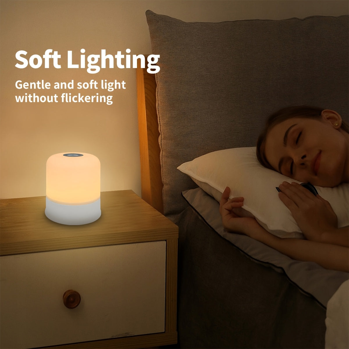 1pc NewAoNaSen Dimmable LED Night Light, Touch Sensor Bedside Lamp, USB Rechargeable Soft Eye-Care Uplight, Portable Tabletop Lighting for Various Rooms, Ideal for Sleep Aid & Holiday Gifts