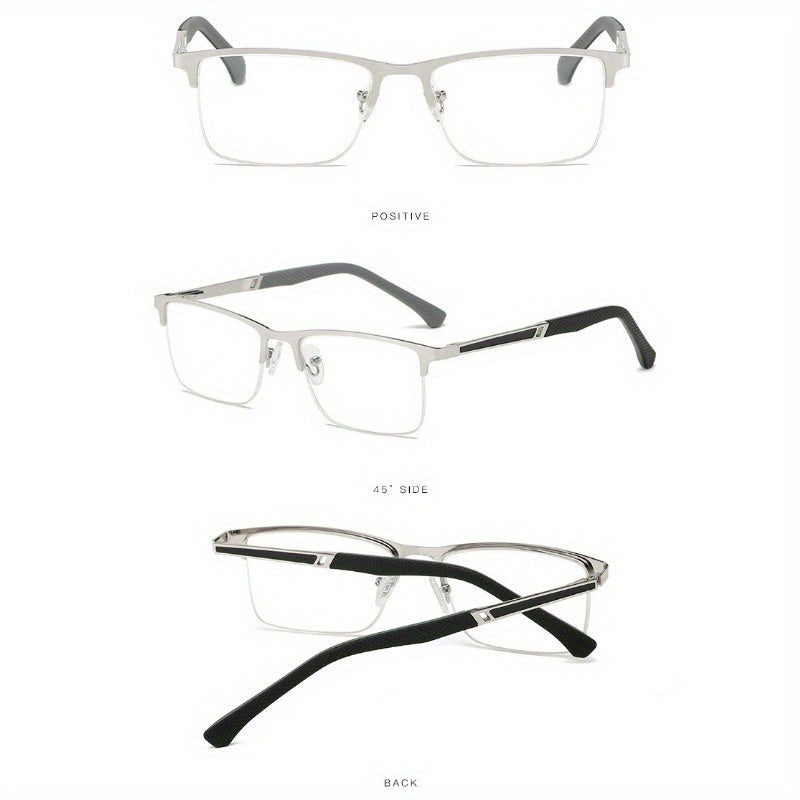 +1.0 to +4.0 Magnifying Power Half-Rim Reading Glasses for Men