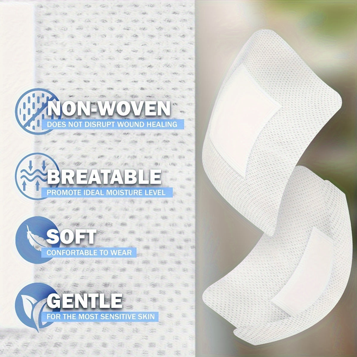 20PCS Wound Dressing, Breathable Edge Gauze Pad