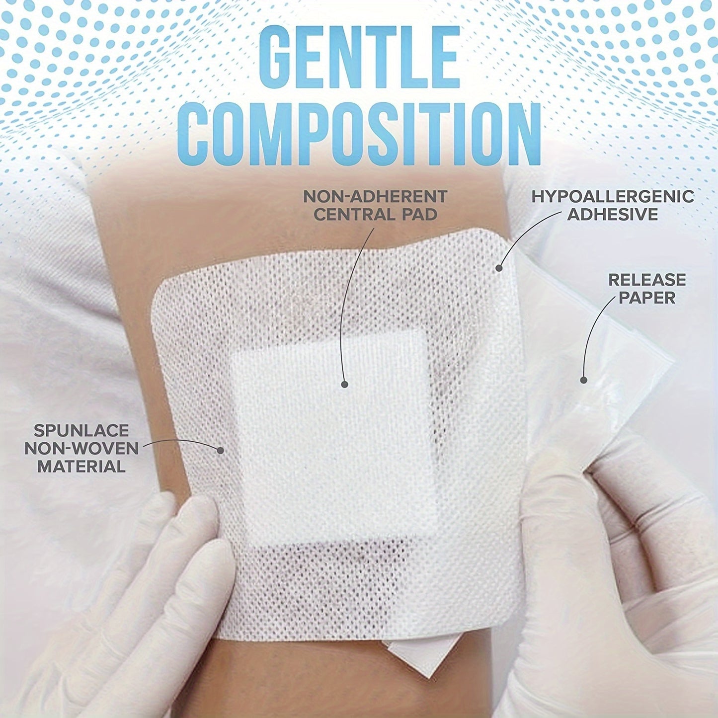 20PCS Wound Dressing, Breathable Edge Gauze Pad