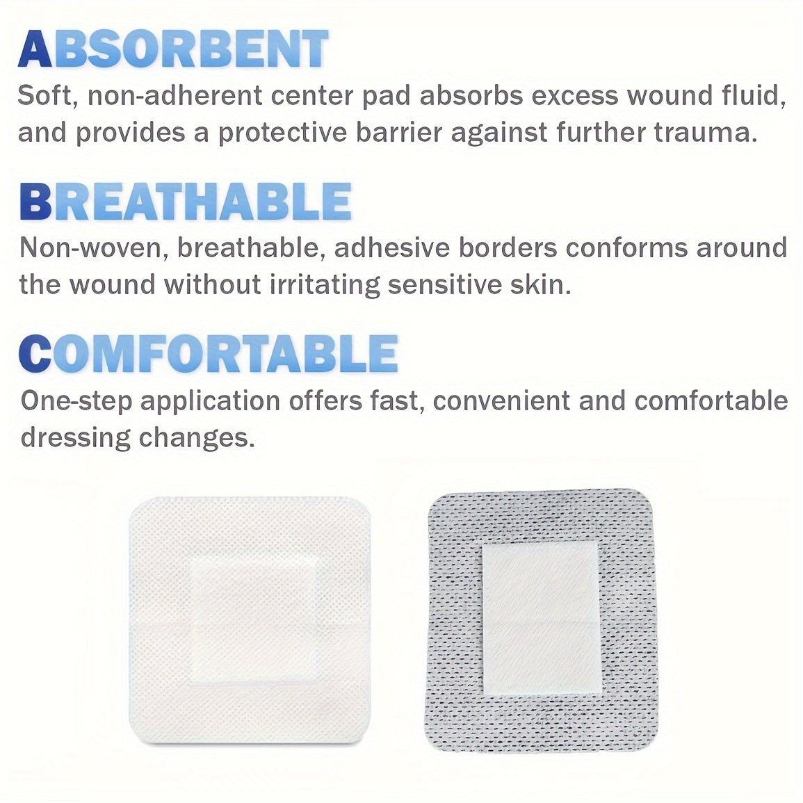 20PCS Wound Dressing, Breathable Edge Gauze Pad