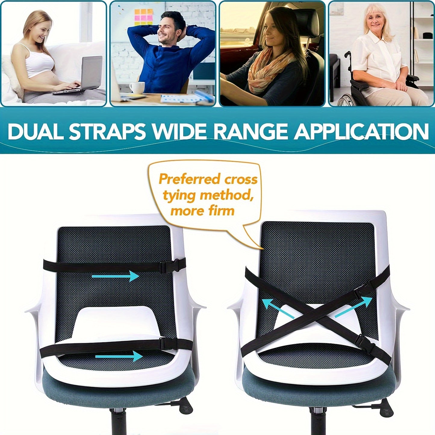 Ergonomic Memory Foam Lumbar Support Pillow with Breathable Polyester Mesh Cover