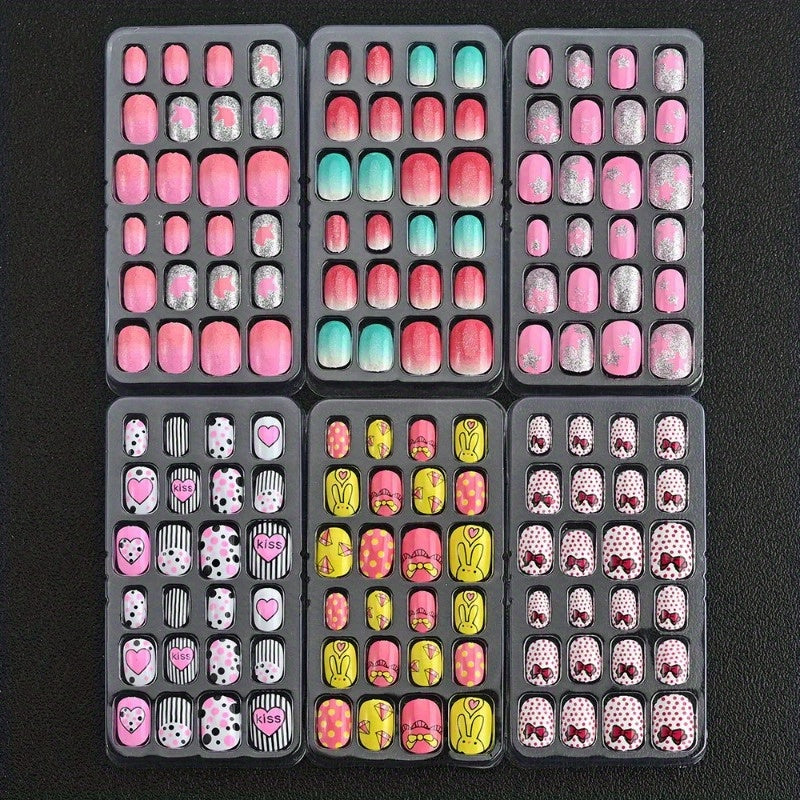 24Pcs/Box Candy Kids False Nail Cartoon