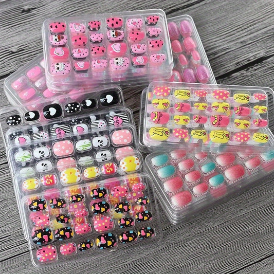 24Pcs/Box Candy Kids False Nail Cartoon